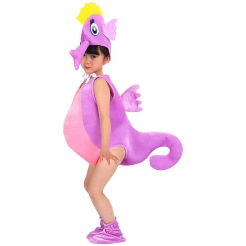 Abbdbd Kinder Seepferdchen Kostüm Kind Hippocampus Cosplay Kostüm Für Halloween Party Tier Overalls Kleidung Kostüm von Abbdbd