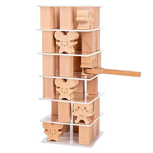 2 Pcs Holz Stapelset - Katze und Maus Puzzle Denksportaufgaben für Kinder - Puzzle-Denksportaufgaben für Kinder und Erwachsene - Kreatives Vorschullernen für 3-jährige Jungen und Mädchen Abbto von Abbto