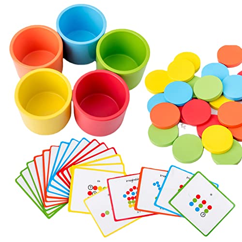 2 stücke Sortieren Farbe Tassen Spielzeug | Kleinkind Spielzeug für Farbsortierbecher | Tasse Farbe Klassifizierung Holzspielzeug Kinder Pädagogisches Vergnügen Klassifizierung Tassen Farbe Passendes von Abbto