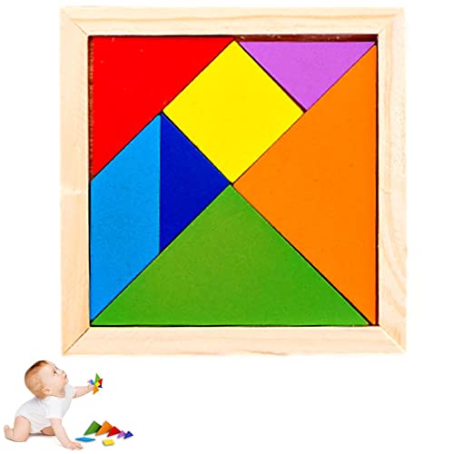 3 Pcs Tangram Puzzle,Holz Tangram Puzzle Reisespiele für Kinder im Auto | Tangram Shapes Puzzle-Set für Kinder von 3-9 Jahren Abbto von Abbto