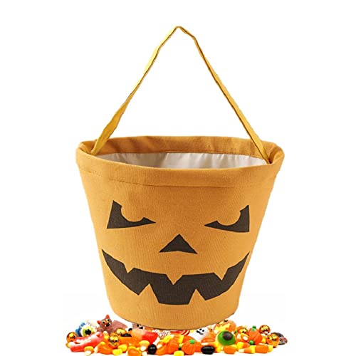 Abbto Süßigkeiteneimer für Halloween, Kürbis, Fledermaus, Halloween, Leinwand, Bonbons, Eimer, Leckerli-Beutel, tragbar, für Halloween, als Zubehör von Abbto