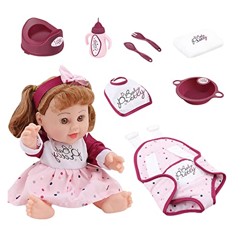 Realistische Wiedergeborene Mädchen-Puppe - Neugeborene Babypuppe weiches Vinyl gewichtet - Miniatur-Silikon Babypuppe mit Babyflasche, Gabel, Schaufel, Windel und mehr, für Kinder ab 3 Jahren Abbto von Abbto