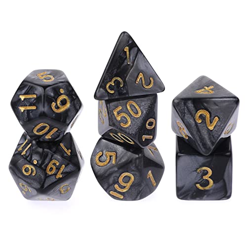 Abeillo 7 Stück DND Würfel Set für Dungeon und Dragons, Polyedrische Würfel RPG Rollenspiele Tischspiele D&D D20 D12 D10 D8 D6 D4 (Schwarz) von Abeillo