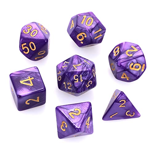 Abeillo 7 Stück DND Würfel Set für Dungeon und Dragons, Polyedrische Würfel RPG Rollenspiele Tischspiele D&D D20 D12 D10 D8 D6 D4 (Violetter) von Abeillo