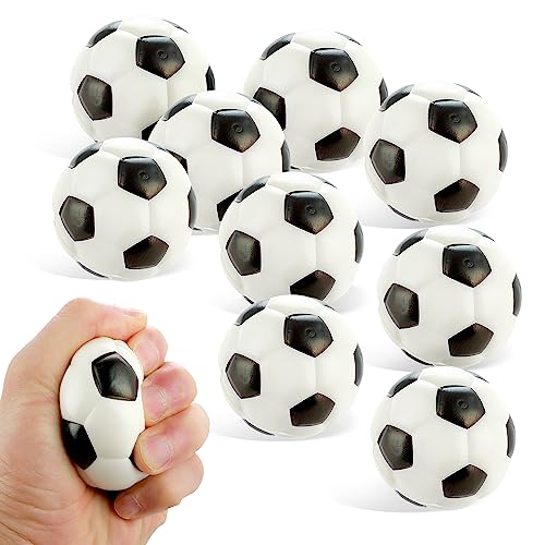 Abeillo 9 Stück Stressball Mini Stress Bälle 6cm Dekompression Schwamm Fußball Squeeze Ball Antistressball Schwamm Knautschball Tischfußball Schwammball für Kinder und Erwachsene von Abeillo