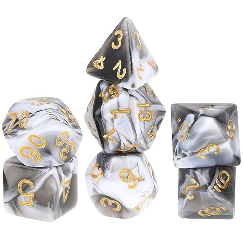 Polyedrische Würfel Set, Abeillo 7 Stück DND Würfel Set für Dungeon und Dragons, DND Dice, Polyedrische Würfel RPG Rollenspiele Tischspiele D&D D20 D12 D10 D8 D6 D4 (Schwarz & weiß) von Abeillo