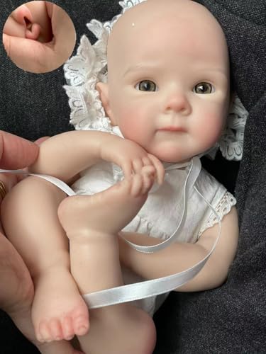 Abenduot Lifelike Silikon-Baby-Puppe Bettie kann Mund öffnen, 13inch anatomisch korrekte Silikon Reborn Baby Girl Real Life Newborn Baby Doll von Abenduot