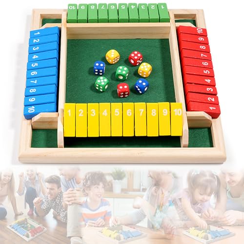 Abiemuce Shut The Box, 2-4 Spieler Shut The Box Würfelspiel, Würfelspiel für Erwachsene und Kinder, 8 WüRfeln, Klassische Tischversion für Das Klassenzimmer, zu Hause, auf Partys oder in der Kneipe von Abiemuce