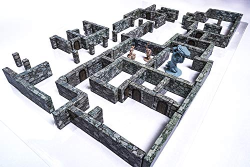 Modulares Dungeon-Wandsystem – Steinwände Tischplatte 28 mm Miniaturen Rollenspiel – DND Rollenspiel – Battle Grid Mat Zubehör – Dungeons und Drachen Karten von Abishai