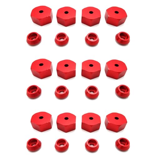 Abledance 12 STÜCKE 5 mm Bis 12 mm Metall-Kombinierer-Radnaben-Sechskantadapter für D12 C24 C34 B24 B36 MN D90 D99 RC-Auto-Upgrade-Teile, Rot von Abledance