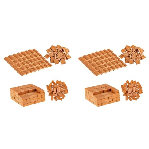 Abledance 400 StüCke Mini BricksandRoof Fliesen Modellbau Set GefäLschte Rote Ziegel Landschaftsbau Ziegel Puppenhaus DIY Garten ZubehöR von Abledance