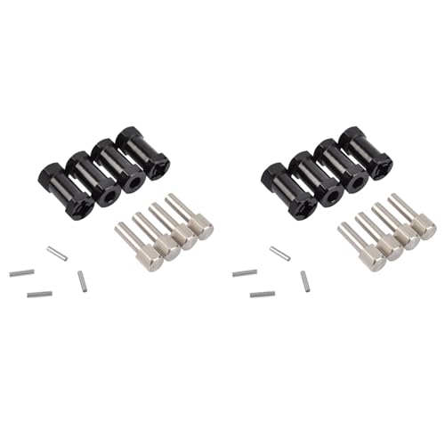 Abledance 8 StüCke Aluminium RC Auto 12 mm Sechskant Rad Naben Antrieb Adapter VerläNgerung Kombinierer Koppler für 1/10 RC Crawler Axial SCX10 D90, Schwarz 25 mm von Abledance