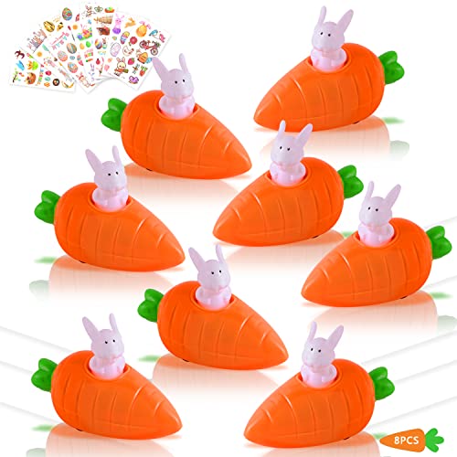 Abnaok Aufziehbare Hasen, 8PCS Kinder Ostern Geschenk aufziehspielzeug, ostergeschenke als osternester zum befüllen, Osterhase kleine Geschenke für Kinder Jungen Mädchen von Abnaok