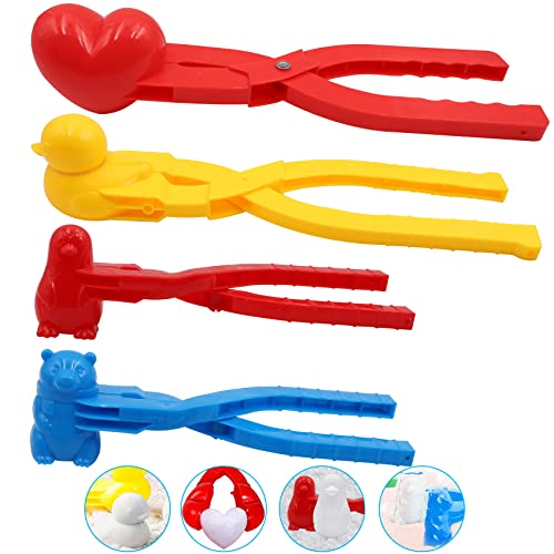 Abnaok Schnee Former Set, 4 Stück Groß Schneeballzange Ente, Schneeball Clip Schneeente Snow Maker, Pinguin Schneeball Clip fur Kinder im Freien Spielen Schnee von Abnaok