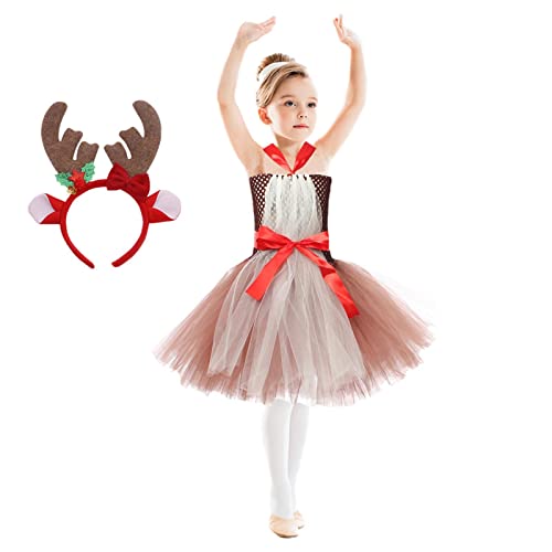 Rentier Weihnachtskostüm Kinder, Liebling Rentier Tier Kostüm für Mädchen, Prinzessin Cosplay Kostüm Kleid für Mädchen Geschenk von Abonda