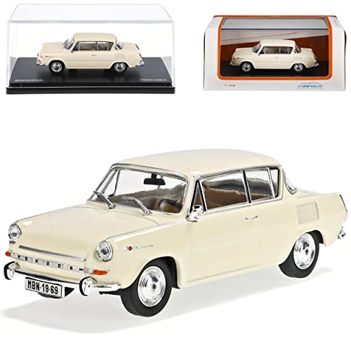 Abrex ?Koda 1100MBX 3 Türer Ivory Beige Weiss 1964-1969 721YE 1/43 Modell Auto von Abrex