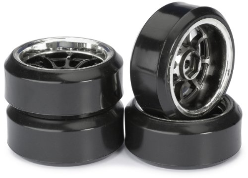 Absima - Wheel Set Drift LP 9 Spoke/Profile C Black/Chrome 1:10 (4 pcs) (2510045) von Absima