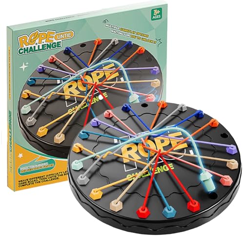 Accrue Brainy Knots Rope Untangling Tisch Strategie Brettspiel, Buntes Gedrehtes Seil Sortier Puzzlespiel, Logik Puzzle Brettspiel,Familienspiele Lustiges Reisespiel Für jungens Und Mädchen von Accrue