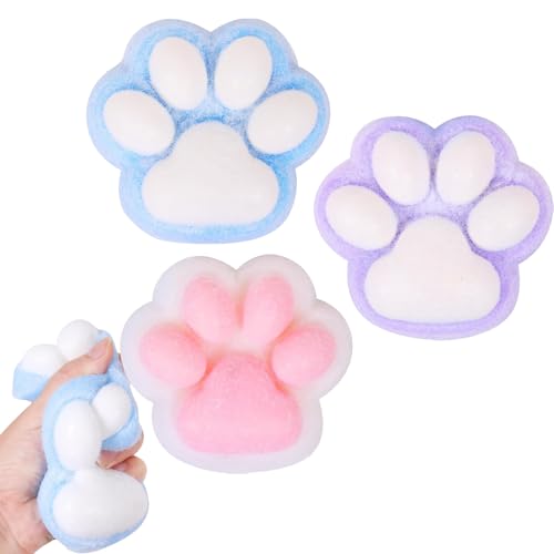 Cat Paw Squishy Big, Christmas Squishy Big Cat Paw Silicone Squeeze Toys,Cute Soft Fidget Toys Squeeze Toys for Stress Relief (3Pieces) von Accrue