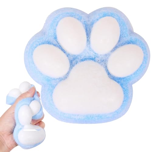 Cat Paw Squishy Big, Christmas Squishy Big Cat Paw Silicone Squeeze Toys,Cute Soft Fidget Toys Squeeze Toys for Stress Relief (Blue) von Accrue