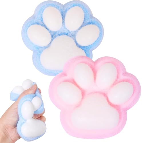 Accrue Cat Paw Squishy Big, Christmas Squishy Big Cat Paw Silicone Squeeze Toys,Cute Soft Fidget Toys Squeeze Toys for Stress Relief (Pink+Blue) von Accrue