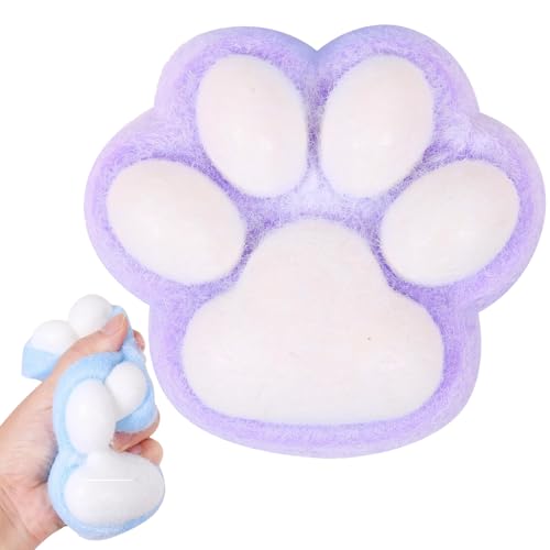 Cat Paw Squishy Big, Christmas Squishy Big Cat Paw Silicone Squeeze Toys,Cute Soft Fidget Toys Squeeze Toys for Stress Relief (Purple) von Accrue