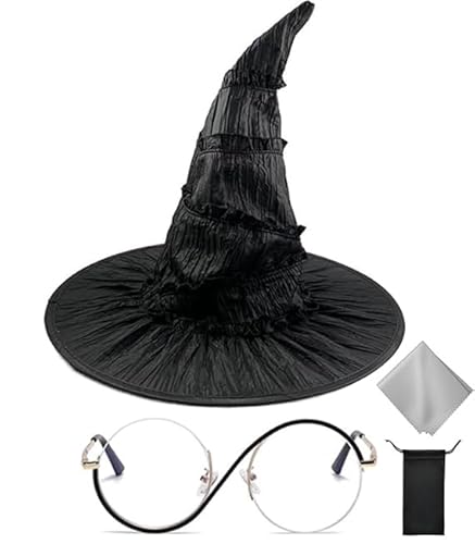 Elphaba Glasses Witch Hat Black Nylon Plain Costume Accessories Movie Halloween Carnival Party Cosplay Outfits Props (Black) von Accrue