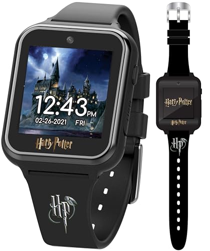 Accutime HP4096 Kinder Smartwatch Harry Potter, Kinderuhr mit Selfie Kamera, Foto & Video, Stoppuhr, 6 Spiele, 3 Hintergründe, 10 Zifferblätter, Diktiergerät, Fitness Tracker Uhr, Wecker, Schwarz von Accutime