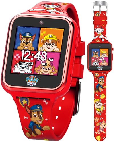 Accutime PAW4275 Kinder Smartwatch Paw Patrol, Kinderuhr mit Selfie Kamera, Foto & Video, Stoppuhr, 6 Spiele, 3 Hintergründe, 10 Zifferblätter, Diktiergerät, Fitness Tracker Uhr, Wecker, Rot von Accutime