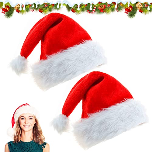 Weihnachtsmützen 2 Stück Unisex, Weihnachtsmann Wintermütze, Weihnachtsmannmütze Plüsch, Weihnachtskostüm Party für Erwachsene Teenager von Acdolf