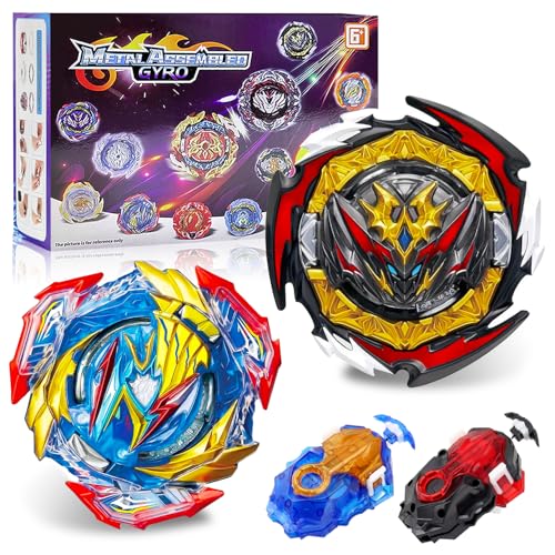 2 in1 Bey Burst Turbo Blade Set, 4D Metal Fusion Kreisel mit Starter, Kampfkreisel Geschenk für Weihnachten, Geburtstag, Kreisel für Kinder ab 6 Jahren von Acebwhtoy