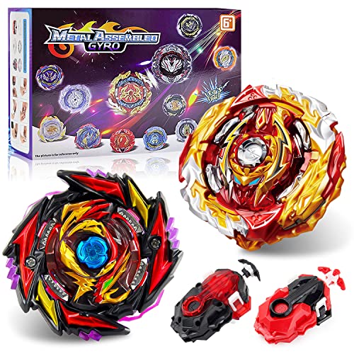 Acebwhtoy 2 in 1 Bey Burst Starter Blade Set, 4D Bey Metal Fusion Blade mit Launcher, Kinder Spielzeug Geschenk für Weihnachten, Geburtstag, Kreisel für Kinder ab 6 Jahren von Acebwhtoy