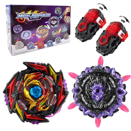 Acebwhtoy 2 in 1 Bey Burst Turbo Blade Starter Set, Metal Fusion Kampfkreisel mit Launcher, Kinder Spielzeug Geschenk für Weihnachten, Geburtstag von Acebwhtoy