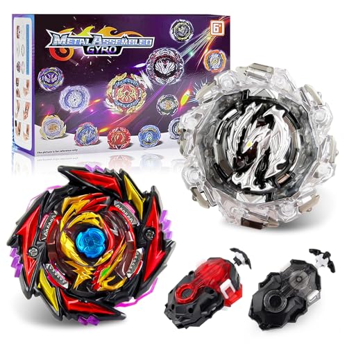 Acebwhtoy 2 in1 Bey Burst Turbo Blade Set, 4D Metal Fusion Kreisel mit Starter, Kampfkreisel Geschenk für Weihnachten, Geburtstag, Kreisel für Kinder ab 6 Jahren von Acebwhtoy