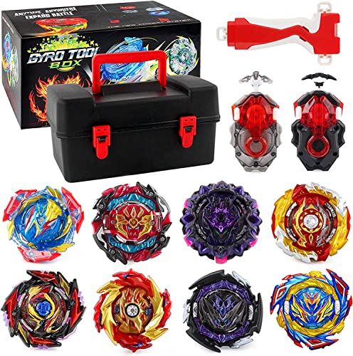 Acebwhtoy 8in1 Bey Burst Turbo Blade Set, Metal Fusion Kampfkreisel Set mit 2 Starter, Kinder Kreisel Spielzeug Geschenk für Geburtstag, Weihnachten, für Kinder ab 6 Jahren von Acebwhtoy