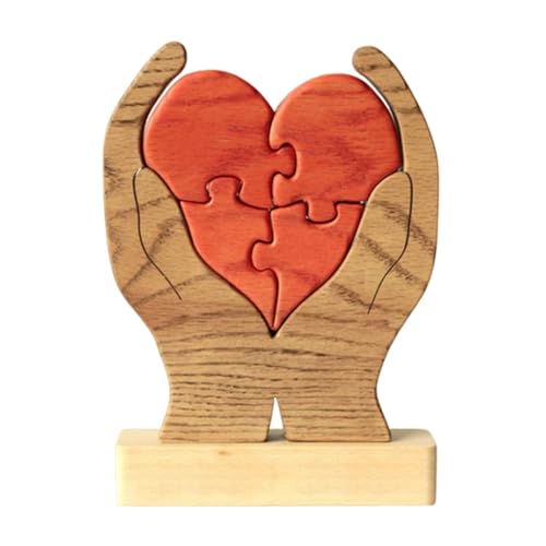 Aceirropy 3D-Puzzle für Erwachsene, Holzpuzzles für Erwachsene | Hand hält herzförmige Familiennamen - Desktop-Ornamente, Schlafzimmer-Tischdekoration, ästhetische Heimdekoration für Mama, Papa, von Aceirropy