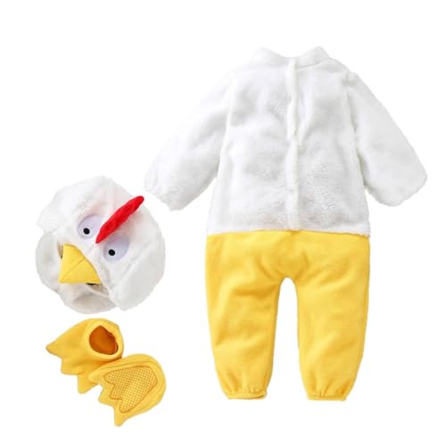 Aceirropy Baby -Hühnchen -Outfit, Baby -Rooster -Kostüm - Long Sleeve Plush Animal Hut Kostüm Schuhe Set | Fuzzy -Overall für Mädchen und, niedliche Cartoon -Strampler für Cosplay von Aceirropy