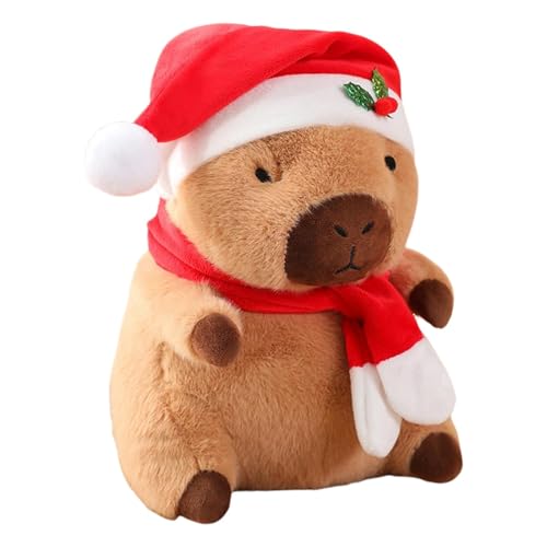 Aceirropy Capybara-Plüsch,Plüsch-Capybara | Niedliches Weihnachtsmütze-Tier-Plüschkissen-Kissen | Plüschpuppenspielzeug, weiche Kindergarten-Heimdekoration für Halloween, Weihnachten, Thanksgiving, von Aceirropy