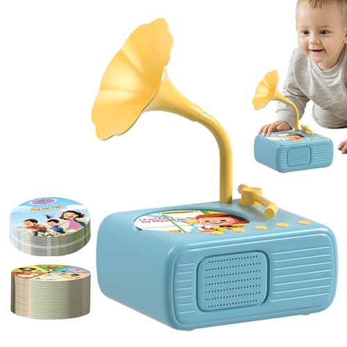 Aceirropy Kinder-Grammophon 96 Karten, Kleinkind-Grammophon-Lernspielzeug - Kinder-Schallplatte mit 96 Karten - Tragbares Geschichtenerzählspielzeug mit 96 Karten für Kinder, Freunde und Familie von Aceirropy