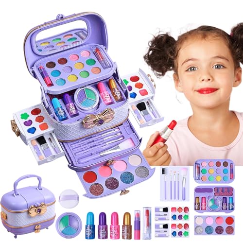 Aceirropy Kinder-Make-up-Sets für Mädchen, Play-Make-up-Sets,Echtes Spielspielzeug für kleine Mädchen | Rollenspielset, waschbar 57X Set Kinder für kleine Mädchen für Teenager Geburtstagsspiele von Aceirropy