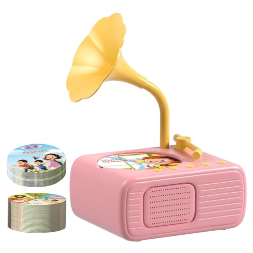 Aceirropy Kleinkind-Grammophon-Spielzeug,Kinder-Grammophon 96 Karten | Musik-Phonograph-Schallplattenspielzeug für Kleinkinder - Tragbares Geschichtenerzählspielzeug mit 96 Karten für Kinder, Freunde von Aceirropy