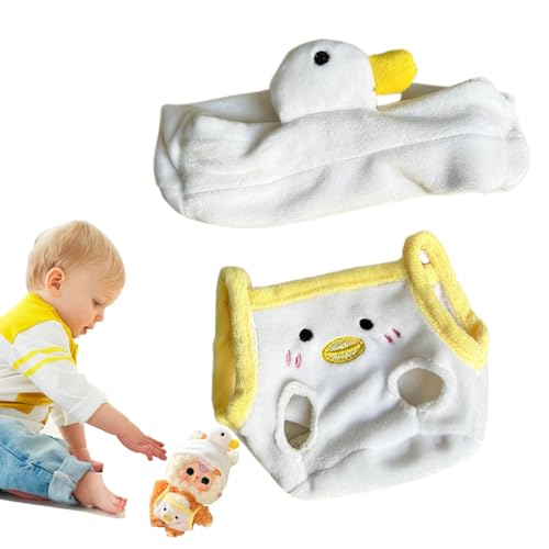 Aceirropy Puppen-Outfits, niedlicher weißer Schwan, gelbe Ente, Puppenkleidung mit Kopfbedeckung, niedliche 20 cm Plüschpuppen-Outfits, Puppenverkleidungsset, Sammlung, Ornament für Mädchen und Kinder von Aceirropy