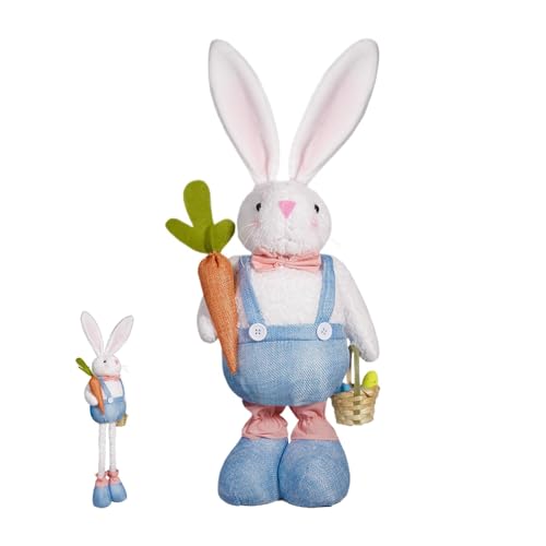 Aceirropy Weiche Hasenpuppe, Osterhase GNOME | Netter gefüllter Kaninchen mit einziehbarem Frühlingsbein | Osterhause Display Ornament, Kaninchen mit Korb und Karotten für Kinder, Kinder und von Aceirropy