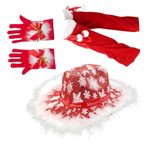 Aceirropy Weihnachtsmützen für Erwachsene – rote Outfits Weihnachtsmütze | Roter Weihnachtsmann Cosplay Kostüm Dress Up Set für Bühnenauftritte, Urlaubspartys von Aceirropy