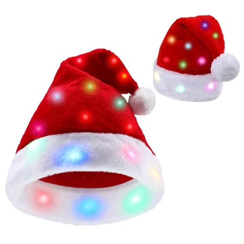 Aceirropy Weihnachtsmützen mit LED, weicher Plüsch, Weihnachtsmützen für Kinder, Hunde, für Mottoparty, Neujahr von Aceirropy