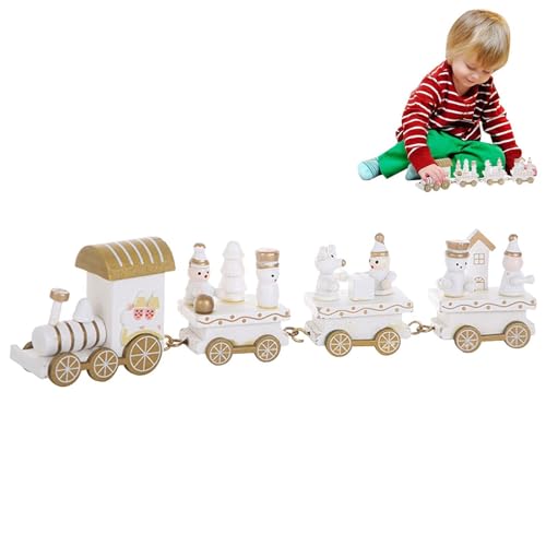 Aceirropy Weihnachtszugmodell | Klassisches Zugset Holzspielzeug - Klassische Mini-Spielzeugeisenbahn-Ornamente, Holzeisenbahn-Weihnachtsdekorationen für Kleinkinder, Mädchen, Kinder ab 3, 4 und 5 von Aceirropy