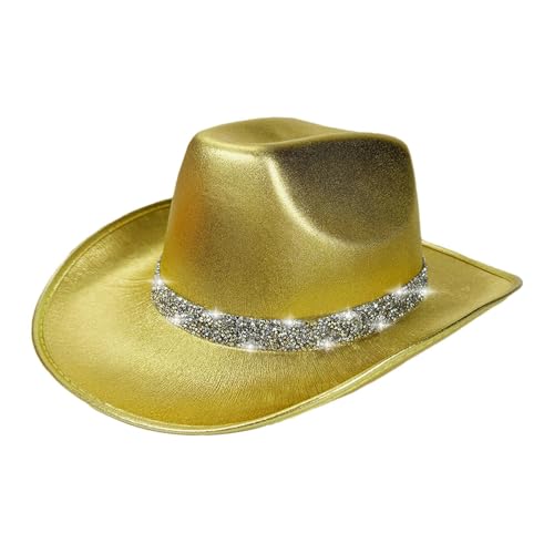 Aceirropy Western Cowboyhut, Cosplay Cowboy Hut | Bling Filz Cosplay Kostüm Outfit,Rollenspiel Stylish Cowgirl Hat Kostüm für Halloween, Rollenspiel, Performance, Bühne von Aceirropy