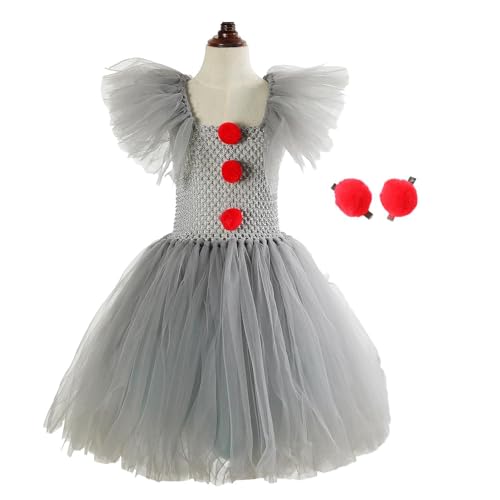 Halloween Kostüme Kinder, clo-wn-Kostüm Für Mädchen, Halloween-Party, Cosplay, Graue Spitze, Atmungsaktives Prinzessinnenkleid, Kostüm-Requisiten Für Partys, Halloween-Kostüme Für Mädchen Im Alter von Aceirropy