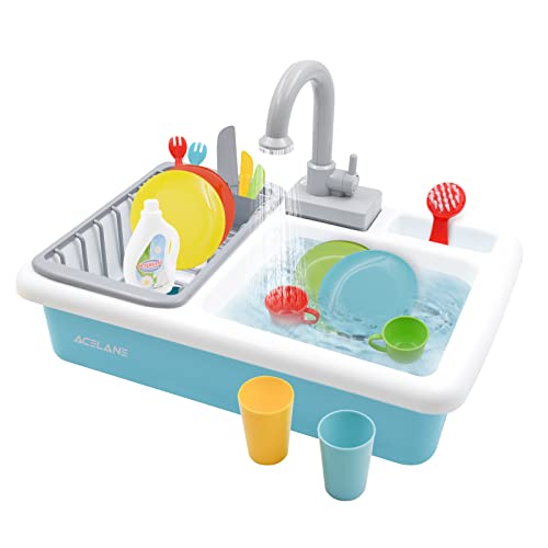 Acelane Spülbecken Spielzeug Set mit fließendem Wasser Rollenspiel-Küchen-Spielzeug-Set, ideales Weihnachts-Geburtstags-Geschenk für Kinder, Mädchen, Jungen von Acelane