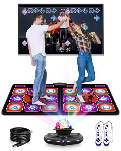 Acelufly Tanzmatte, Flanell-Tanzmatte für Fernseher mit HD-Kamera, Spielmatte für Zwei Benutzer mit kabellosem Controller, rutschfeste Tanzunterlage für Kinder, Erwachsene, Mädchen und Jungen von Acelufly